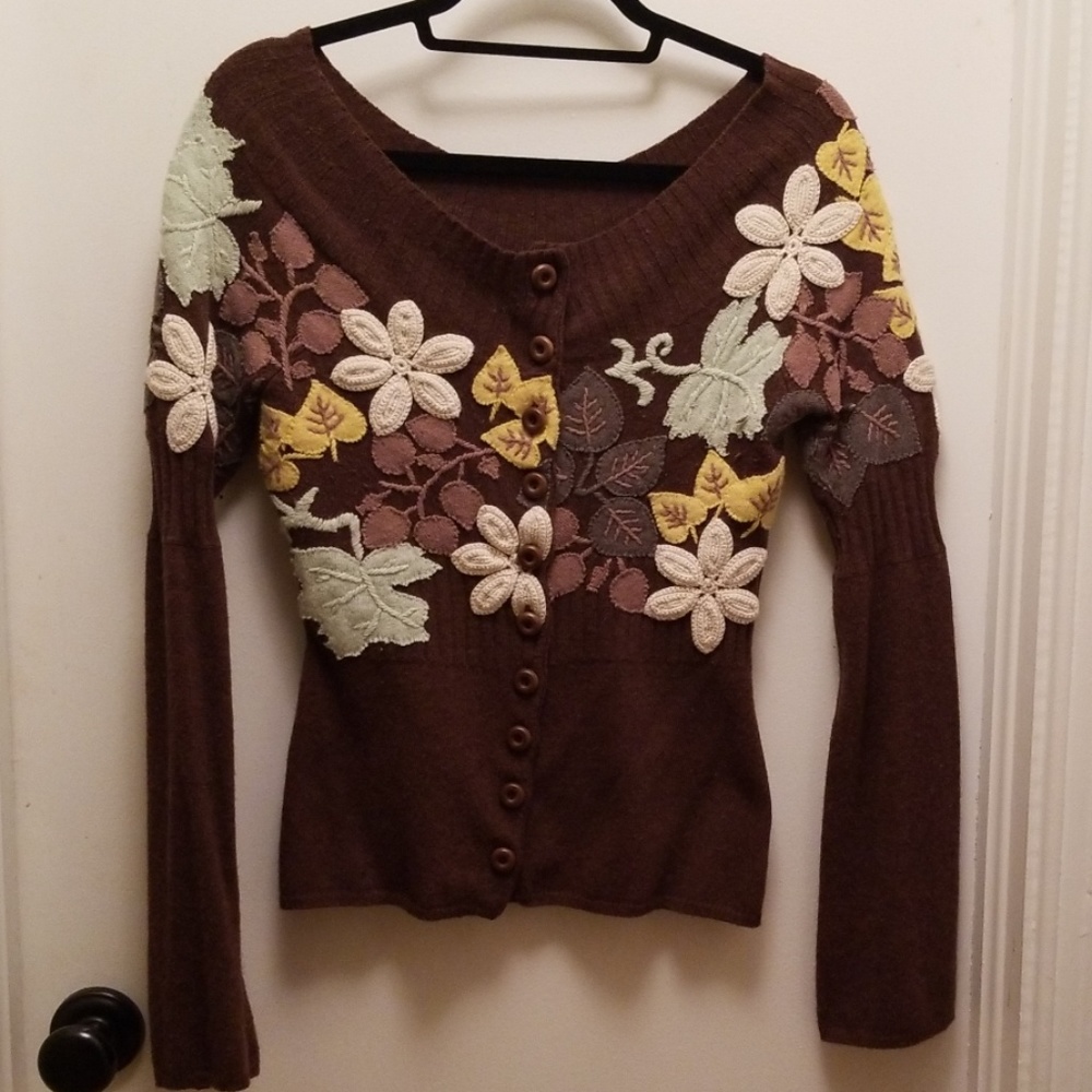 Anthropologie Moth Spring Forest Cardigan